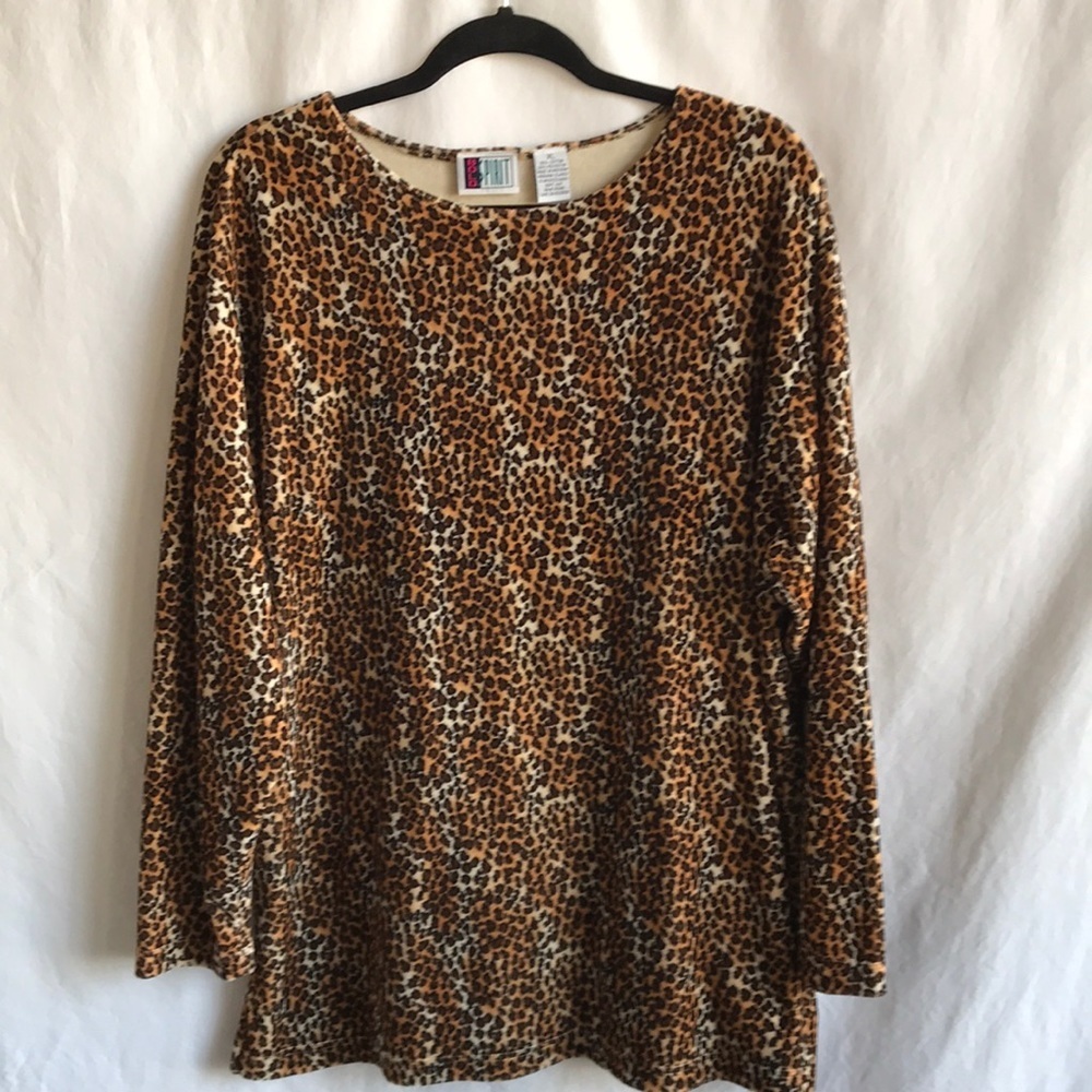 Bold Spirit velour leopard print tunic, size XL
